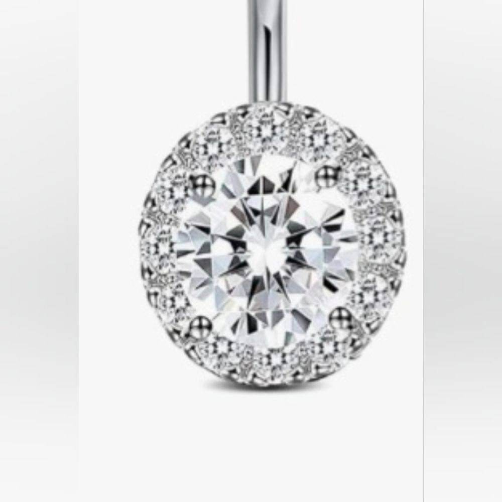 Elegant Silver Tone Crystal Belly Button Rings Navel Stainless Steel Women Jewel - Picture 9 of 16
